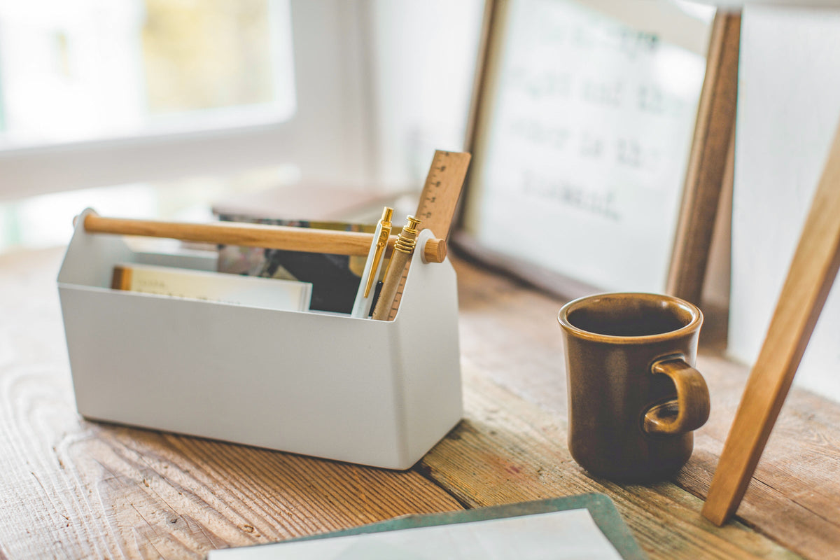 Pen + Desk Organizer - Large - Steel + Wood