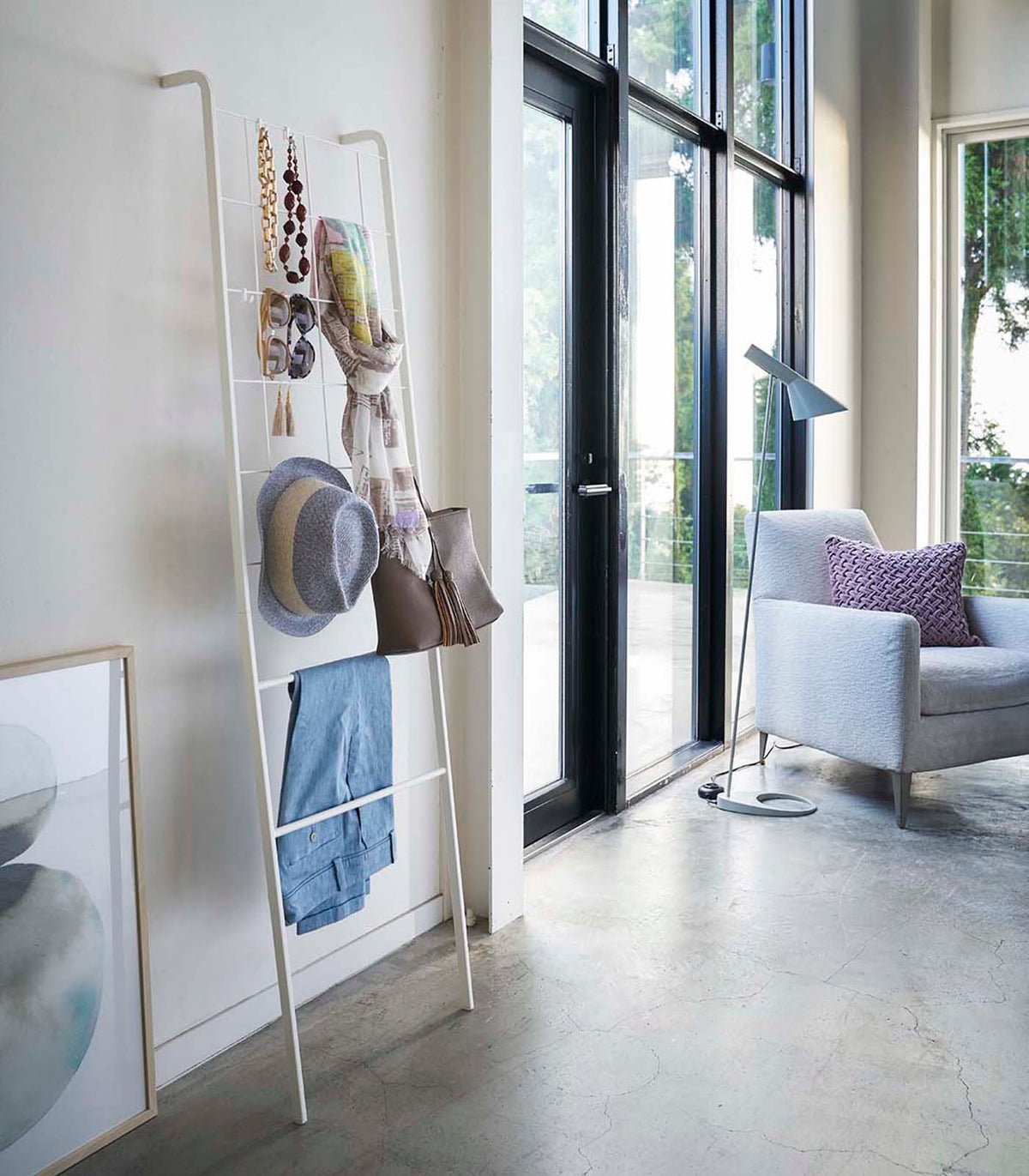 Leaning Ladder with Grid Panel (63" H)  - Steel