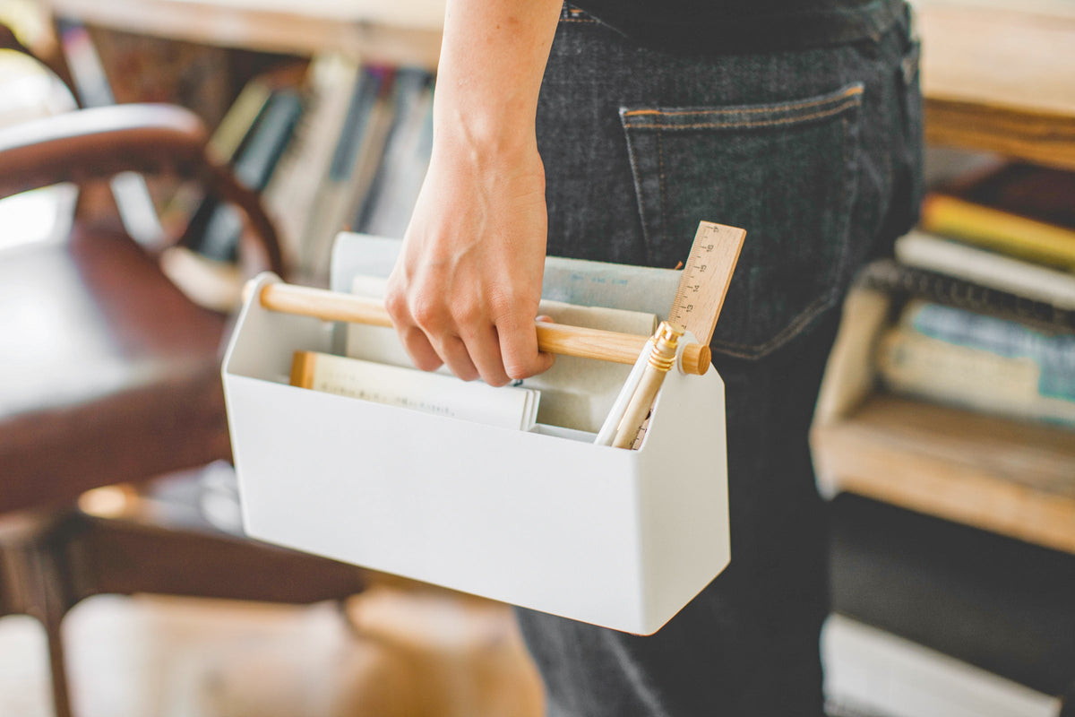 Pen + Desk Organizer - Large - Steel + Wood
